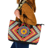 Sicily Italy Carretto Siciliano Leather Tote Bag Red Sicilian Cart Wheel Pattern