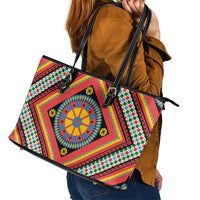 Sicily Italy Carretto Siciliano Leather Tote Bag Red Sicilian Cart Wheel Pattern