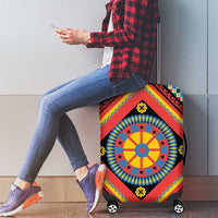 Sicily Italy Carretto Siciliano Luggage Cover Red Sicilian Cart Wheel Pattern