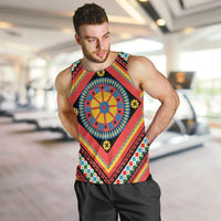 Sicily Italy Carretto Siciliano Men Tank Top Red Sicilian Cart Wheel Pattern