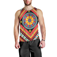 Sicily Italy Carretto Siciliano Men Tank Top Red Sicilian Cart Wheel Pattern