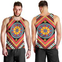Sicily Italy Carretto Siciliano Men Tank Top Red Sicilian Cart Wheel Pattern