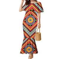 Sicily Italy Carretto Siciliano Mermaid Dress Red Sicilian Cart Wheel Pattern