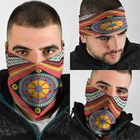 Sicily Italy Carretto Siciliano Neck Gaiter Red Sicilian Cart Wheel Pattern