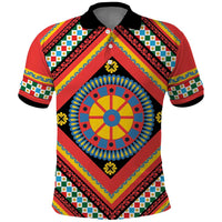 Sicily Italy Carretto Siciliano Polo Shirt Red Sicilian Cart Wheel Pattern