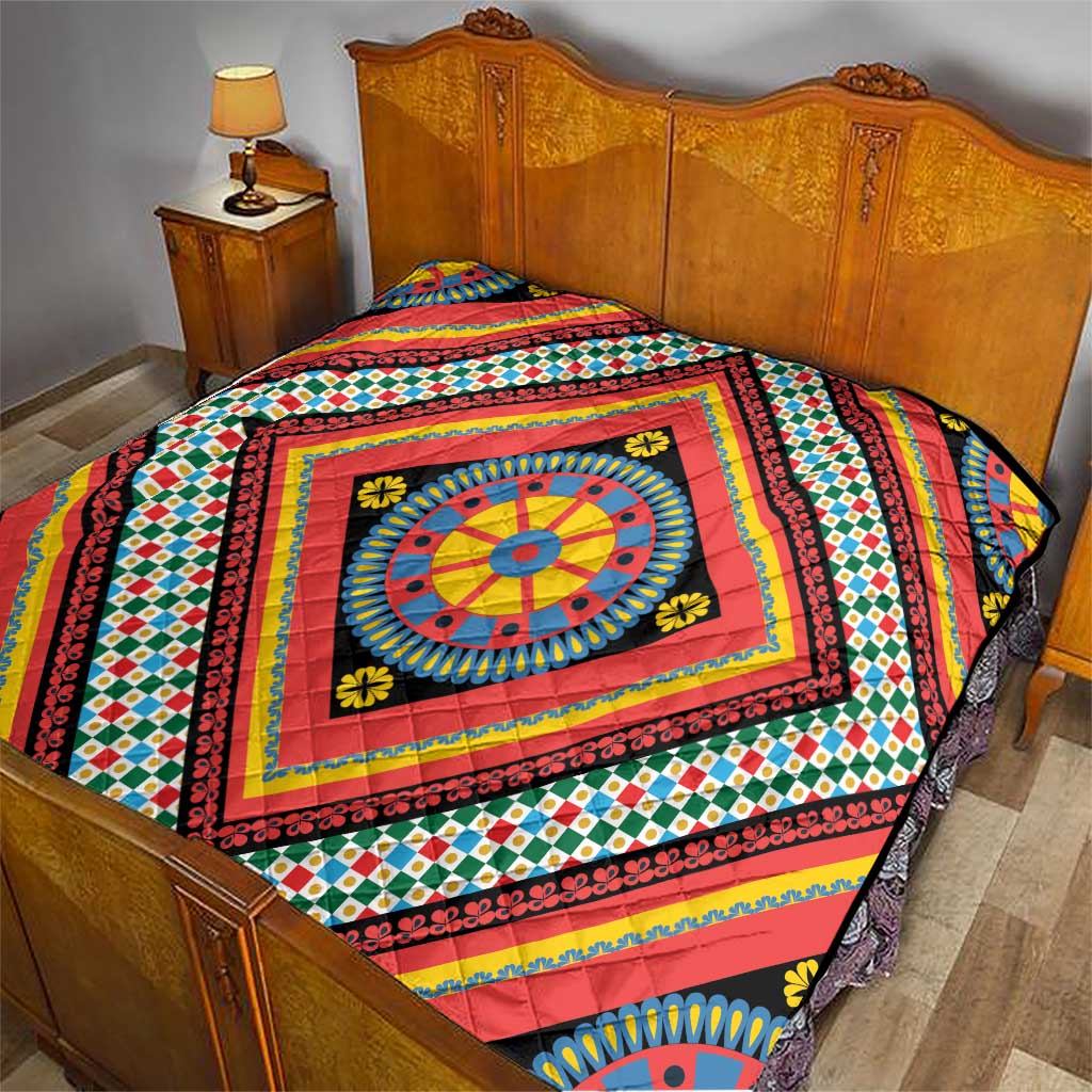Sicily Italy Carretto Siciliano Quilt Red Sicilian Cart Wheel Pattern