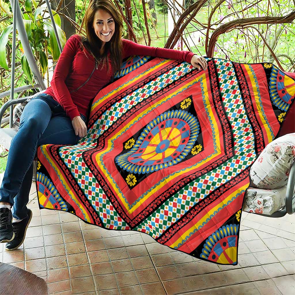 Sicily Italy Carretto Siciliano Quilt Red Sicilian Cart Wheel Pattern