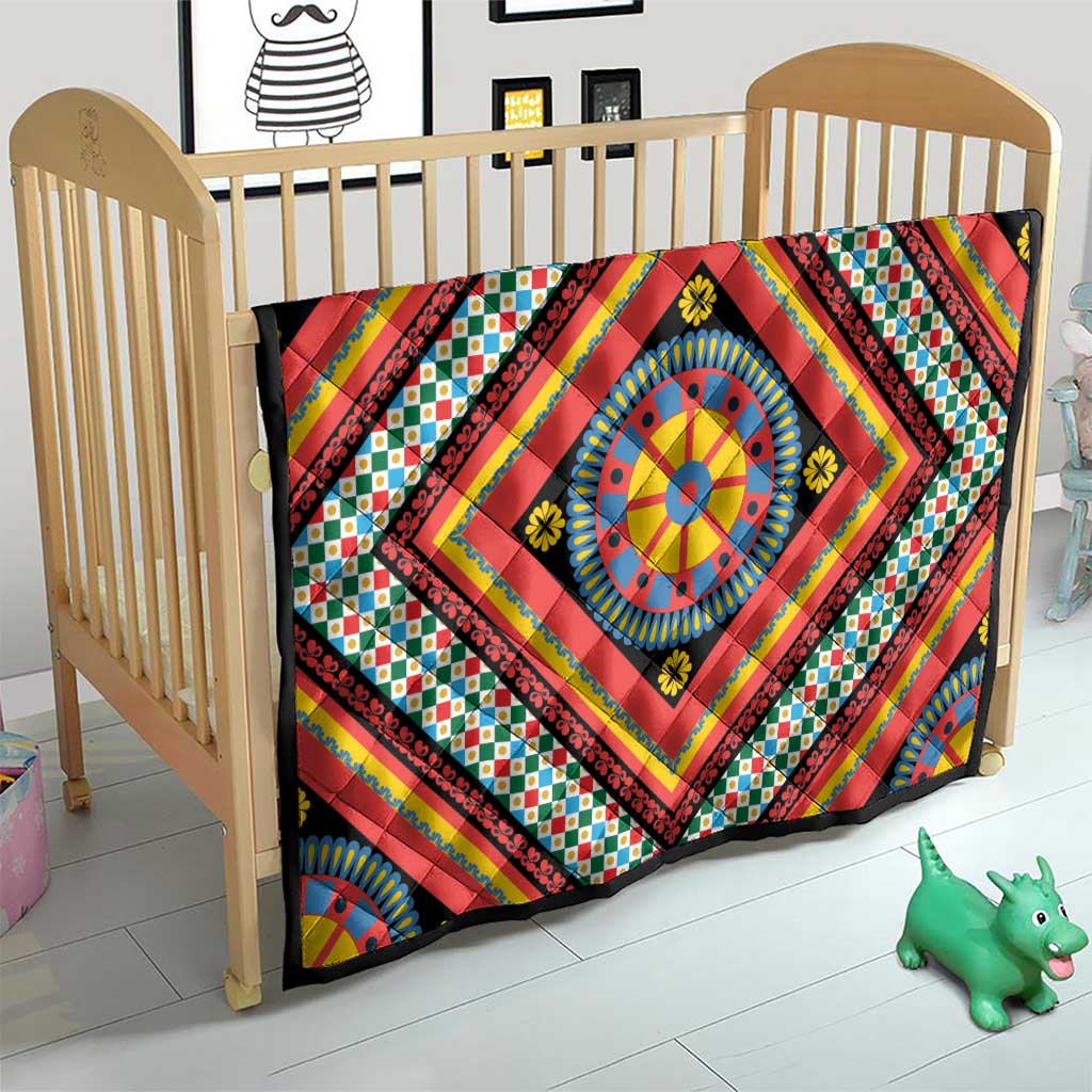 Sicily Italy Carretto Siciliano Quilt Red Sicilian Cart Wheel Pattern