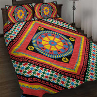 Sicily Italy Carretto Siciliano Quilt Bed Set Red Sicilian Cart Wheel Pattern
