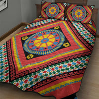 Sicily Italy Carretto Siciliano Quilt Bed Set Red Sicilian Cart Wheel Pattern