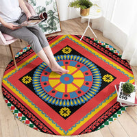 Sicily Italy Carretto Siciliano Round Carpet Red Sicilian Cart Wheel Pattern