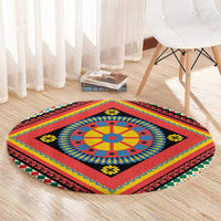 Sicily Italy Carretto Siciliano Round Carpet Red Sicilian Cart Wheel Pattern