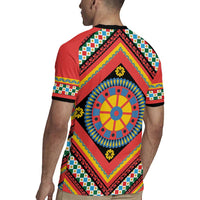 Sicily Italy Carretto Siciliano Rugby Jersey Red Sicilian Cart Wheel Pattern