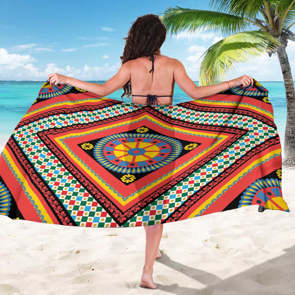 Sicily Italy Carretto Siciliano Sarong Red Sicilian Cart Wheel Pattern
