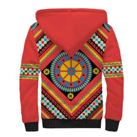 Sicily Italy Carretto Siciliano Sherpa Hoodie Red Sicilian Cart Wheel Pattern