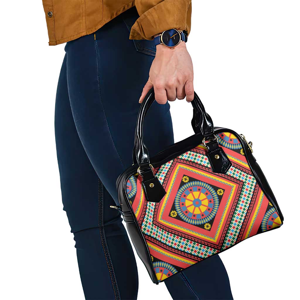 Sicily Italy Carretto Siciliano Shoulder Handbag Red Sicilian Cart Wheel Pattern