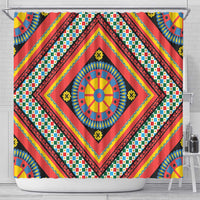 Sicily Italy Carretto Siciliano Shower Curtain Red Sicilian Cart Wheel Pattern