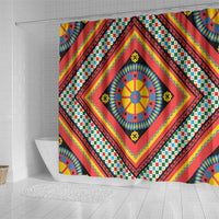 Sicily Italy Carretto Siciliano Shower Curtain Red Sicilian Cart Wheel Pattern