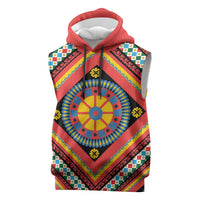 Sicily Italy Carretto Siciliano Sleeveless Hoodie Red Sicilian Cart Wheel Pattern