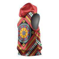 Sicily Italy Carretto Siciliano Sleeveless Hoodie Red Sicilian Cart Wheel Pattern