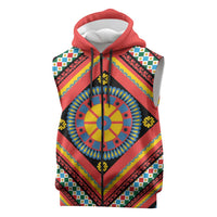 Sicily Italy Carretto Siciliano Sleeveless Zip Hoodie Red Sicilian Cart Wheel Pattern