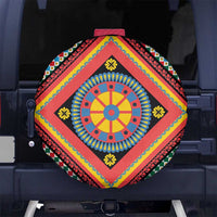 Sicily Italy Carretto Siciliano Spare Tire Cover Red Sicilian Cart Wheel Pattern