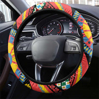 Sicily Italy Carretto Siciliano Steering Wheel Cover Red Sicilian Cart Wheel Pattern
