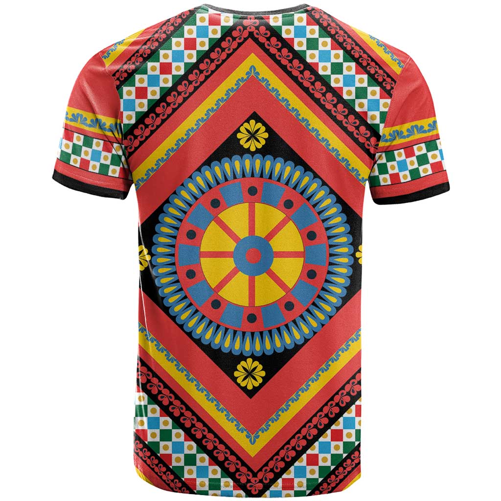 Sicily Italy Carretto Siciliano T Shirt Red Sicilian Cart Wheel Pattern