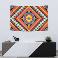 Sicily Italy Carretto Siciliano Tapestry Red Sicilian Cart Wheel Pattern