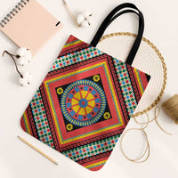 Sicily Italy Carretto Siciliano Tote Bag Red Sicilian Cart Wheel Pattern