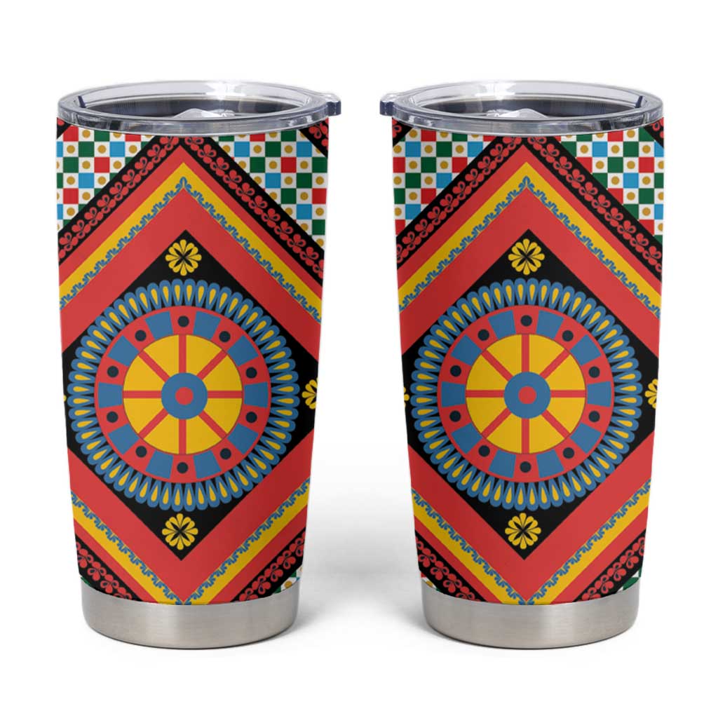 Sicily Italy Carretto Siciliano Tumbler Cup Red Sicilian Cart Wheel Pattern
