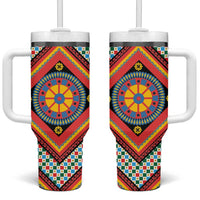 Sicily Italy Carretto Siciliano Tumbler With Handle Red Sicilian Cart Wheel Pattern