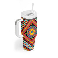 Sicily Italy Carretto Siciliano Tumbler With Handle Red Sicilian Cart Wheel Pattern
