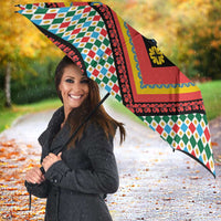 Sicily Italy Carretto Siciliano Umbrella Red Sicilian Cart Wheel Pattern