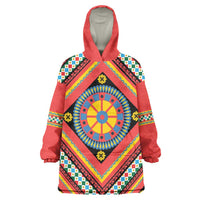 Sicily Italy Carretto Siciliano Wearable Blanket Hoodie Red Sicilian Cart Wheel Pattern