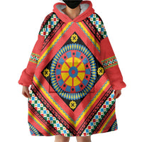 Sicily Italy Carretto Siciliano Wearable Blanket Hoodie Red Sicilian Cart Wheel Pattern