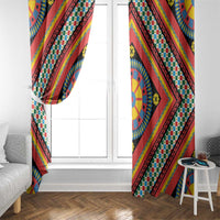 Sicily Italy Carretto Siciliano Window Curtain Red Sicilian Cart Wheel Pattern