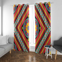 Sicily Italy Carretto Siciliano Window Curtain Red Sicilian Cart Wheel Pattern