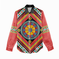 Sicily Italy Carretto Siciliano Women Casual Shirt Red Sicilian Cart Wheel Pattern