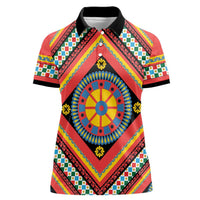 Sicily Italy Carretto Siciliano Women Polo Shirt Red Sicilian Cart Wheel Pattern