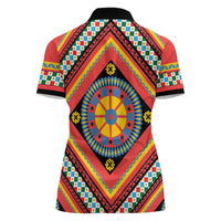 Sicily Italy Carretto Siciliano Women Polo Shirt Red Sicilian Cart Wheel Pattern