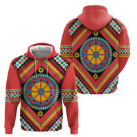 Sicily Italy Carretto Siciliano Zip Hoodie Red Sicilian Cart Wheel Pattern