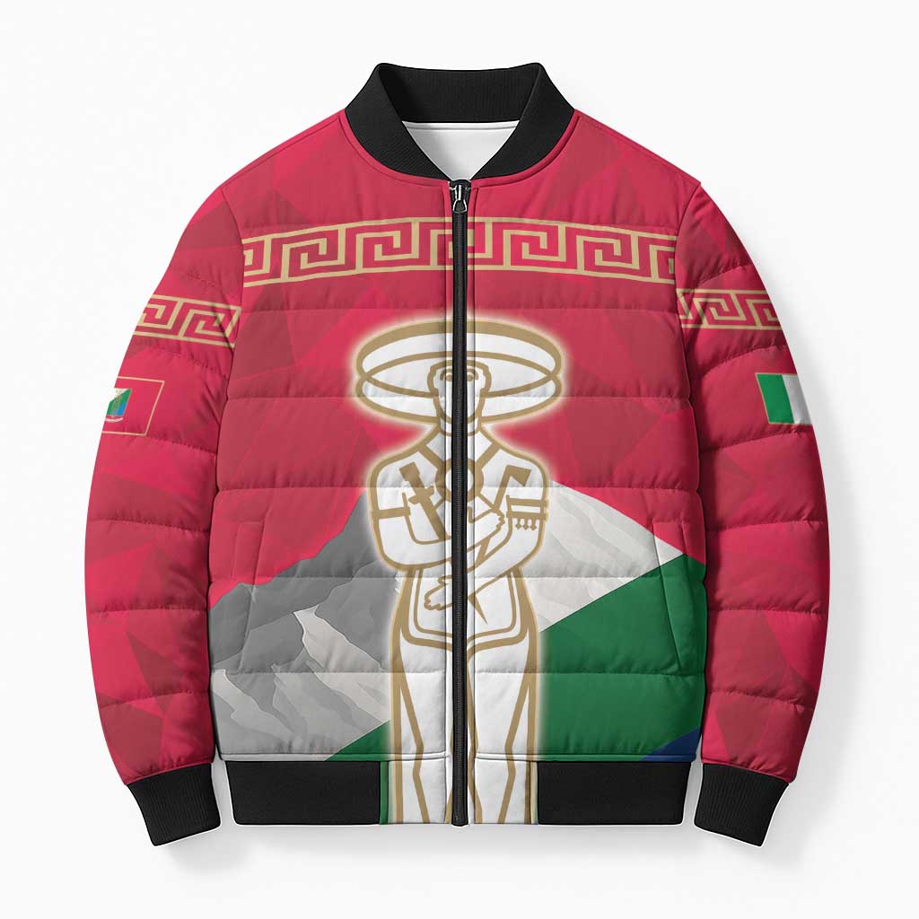 Italy Abruzzo Bomber Puffer Jacket Emblem With Flag Style - Wonder Print Shop