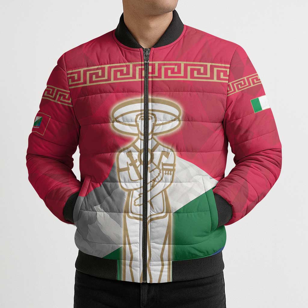 Italy Abruzzo Bomber Puffer Jacket Emblem With Flag Style - Wonder Print Shop