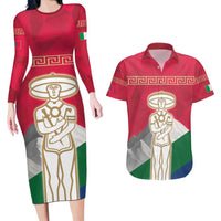 Italy Abruzzo Couples Matching Long Sleeve Bodycon Dress and Hawaiian Shirt Emblem With Flag Style LT19