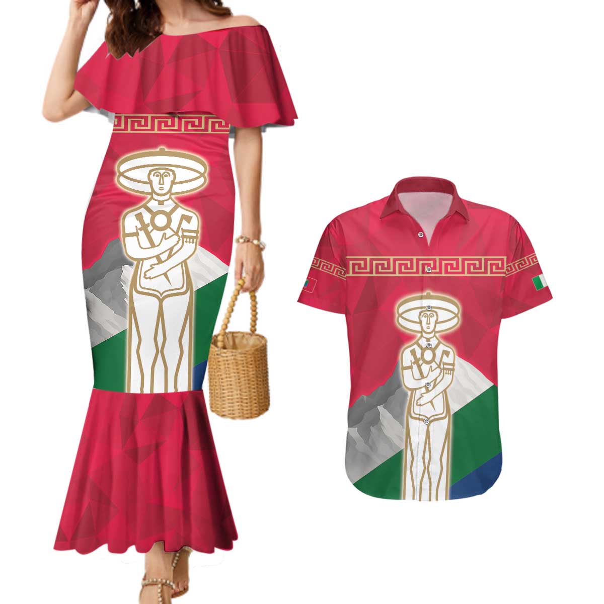 Italy Abruzzo Couples Matching Mermaid Dress and Hawaiian Shirt Emblem With Flag Style LT19