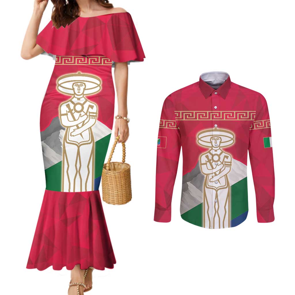 Italy Abruzzo Couples Matching Mermaid Dress and Long Sleeve Button Shirt Emblem With Flag Style LT19
