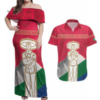 Italy Abruzzo Couples Matching Off Shoulder Maxi Dress and Hawaiian Shirt Emblem With Flag Style LT19