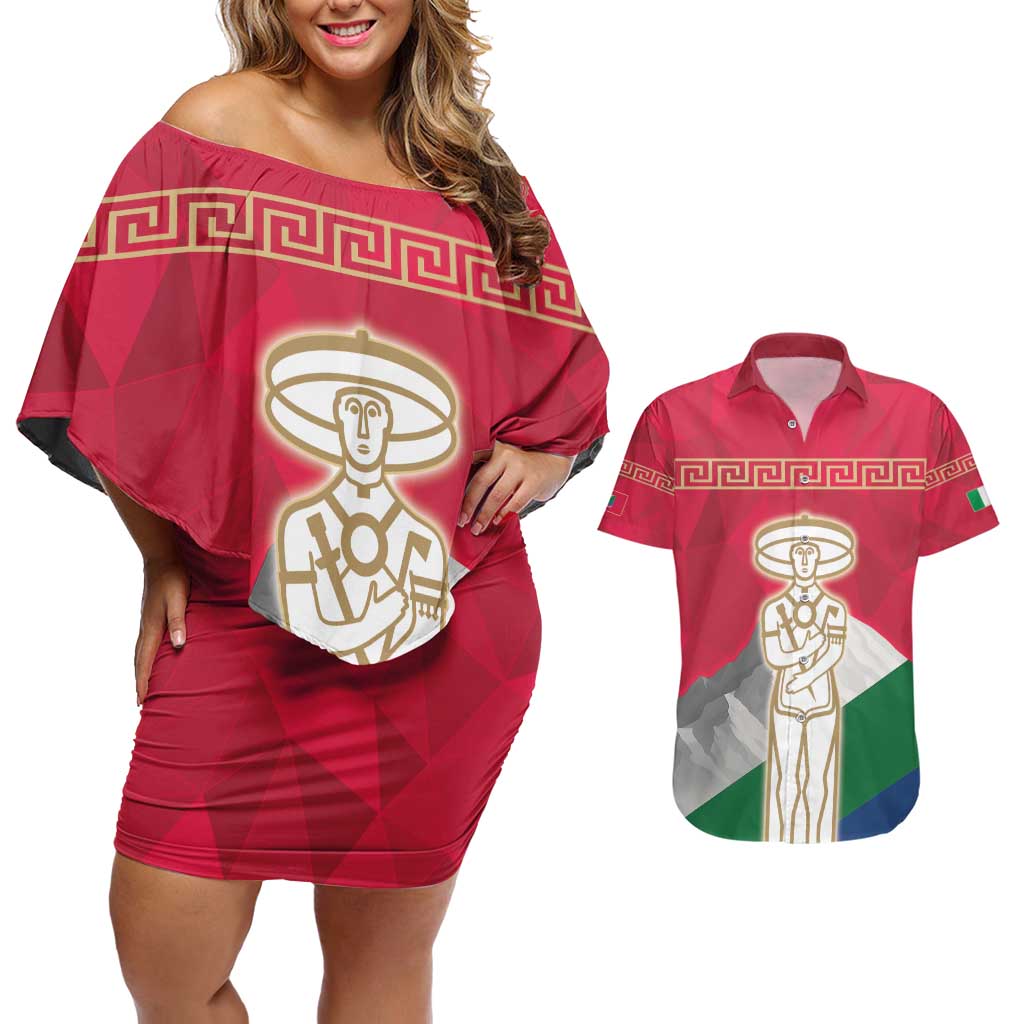 Italy Abruzzo Couples Matching Off Shoulder Short Dress and Hawaiian Shirt Emblem With Flag Style LT19