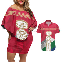 Italy Abruzzo Couples Matching Off Shoulder Short Dress and Hawaiian Shirt Emblem With Flag Style LT19